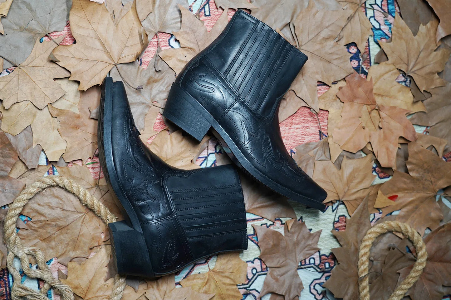 New Men's Boots Handmade Wedge Ankle Boots for Men Western Cowboy Boots Unisex Men's Leather Shoes Hard-Wearing Roman Shoes