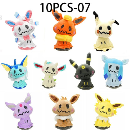 *10PCS Pokemon Plush Charmander Squirtle Pikachu Moon Eevee Plush Bulbasaur Stuffed Animal Toy Gengar Doll Gift for Kid 18-25cm
