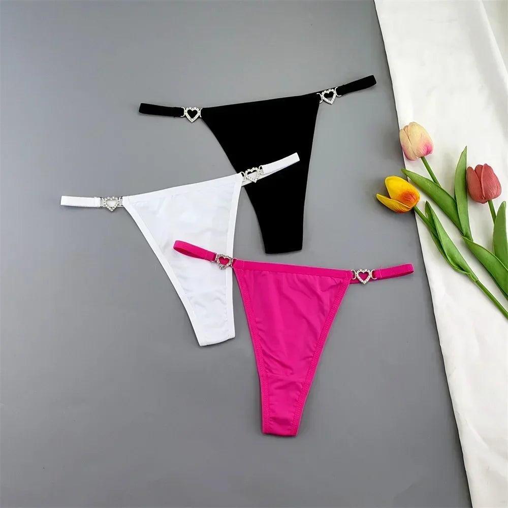 3PCS Rhinestone Strap G-String