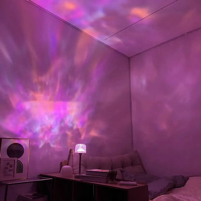 High Footed LED Atmosphere Desk Lamp Water Ripple Touch/Remote Control Projection Night Light Non-slip Bottom Romantic