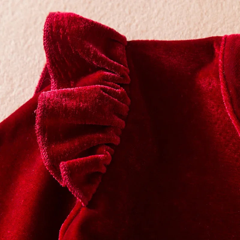 Green Christmas Dress for Kids Girls Autumn Long Sleeves Princess Dresses Children Winter Birthday Party New Year Costume 3-8Yrs