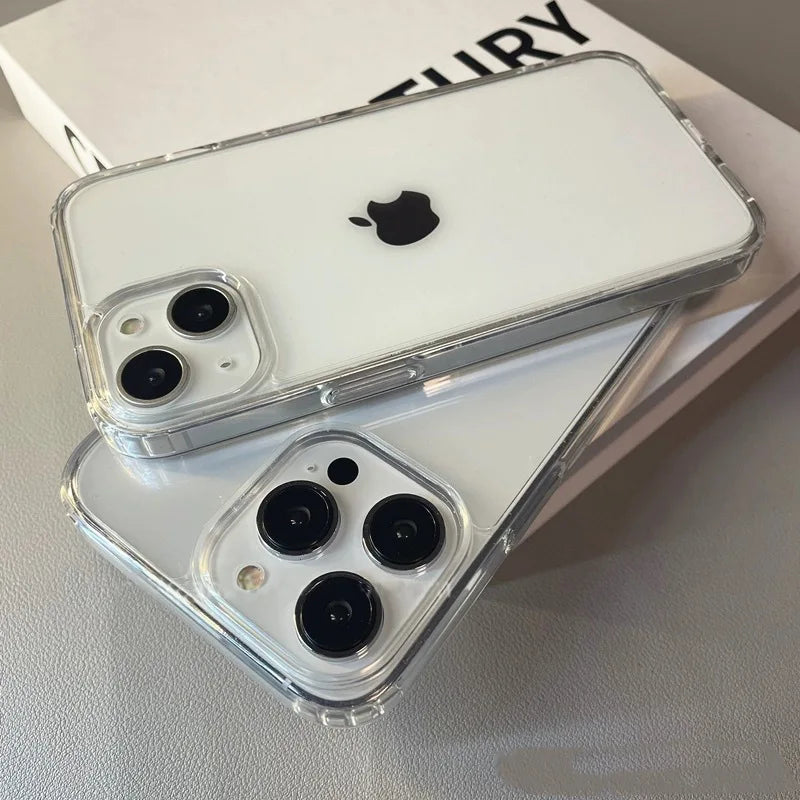 Luxury Transparent Soft Acrylic Phone Case For iPhone 16 15 14 13 12 11 Pro Max XS X XR 7 8Plus Mini Shockproof Protective Cover