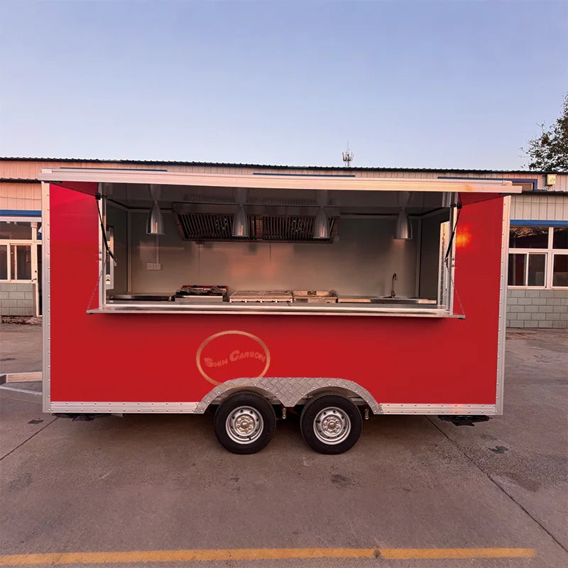 Outdoor Food Trailer with Well-Equipped Interior Space Practical Mobile Kitchen for Catering Events