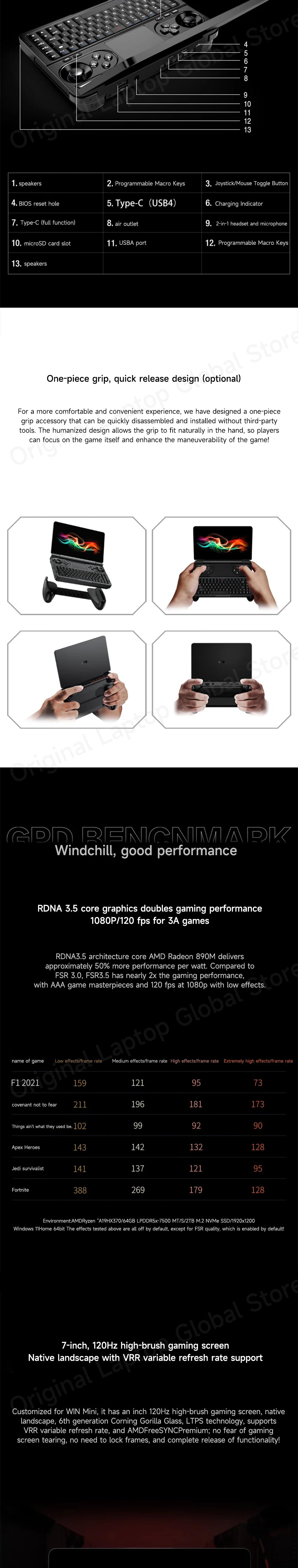 GPD WIN Mini 2025 Ryzen™ AI 9 HX 370/Ryzen R7 8840U 7-inch Pocket PC 32GB RAM 2TB SSD Mini Laptop