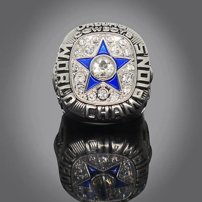 Bague de luxe Dallas Cowboy pour hommes et femmes, style punk, métal, cristal, étoile à cinq branches