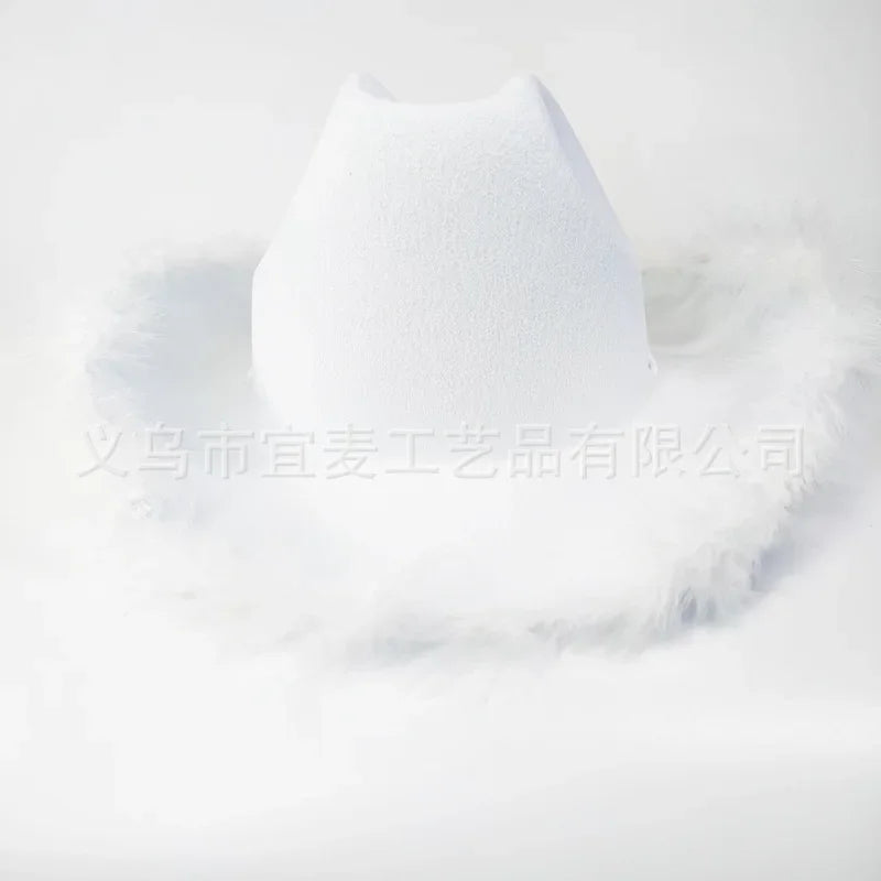 Chapeau de cow-girl rose pour femme, chapeau de cowboy à bord en fourrure rose, pour bar, danse, fête, déguisement, pour filles heureuses, chapeau de cowboy rose pour fête d'anniversaire