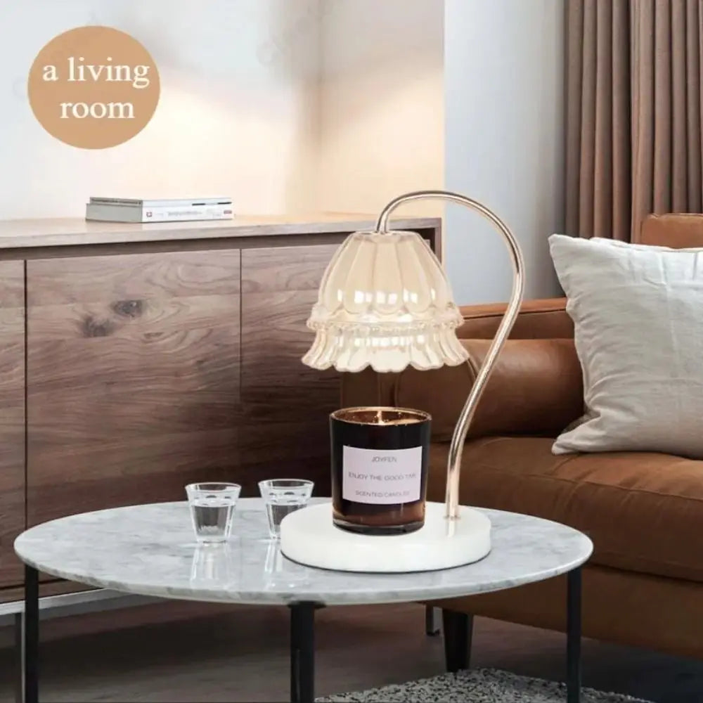 Lampe de bureau à bougie d'aromathérapie avec diffuseur d'arômes en marbre, minuterie d'éclairage à heure fixe, éclairage d'ambiance d'aromathérapie