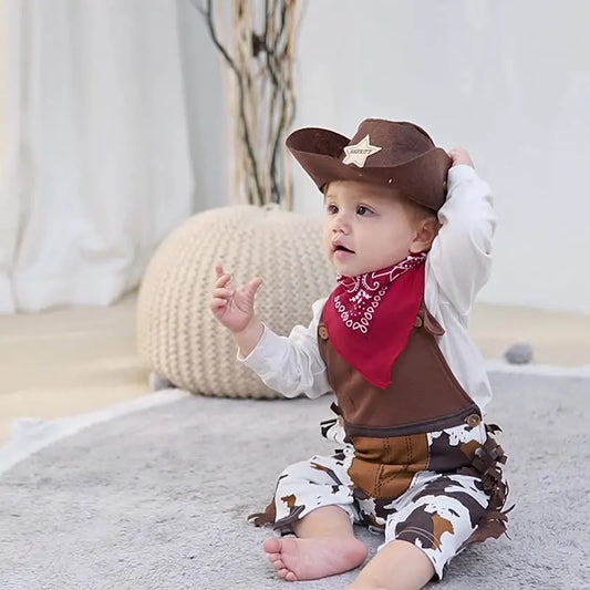 Cowboy Cow Boy Costume Rompers for Baby Boys Toddler Infant Halloween Christmas Birthday Party Cosplay Fancy Dress