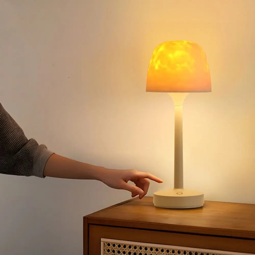High Footed LED Atmosphere Desk Lamp Water Ripple Touch/Remote Control Projection Night Light Non-slip Bottom Romantic