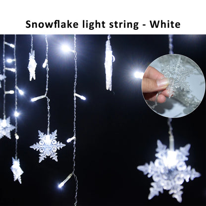 Guirlande lumineuse flocon de neige, 8 Modes, EU 220V US 110V, lumières de noël, décoration de salle, rideaux lumineux Led