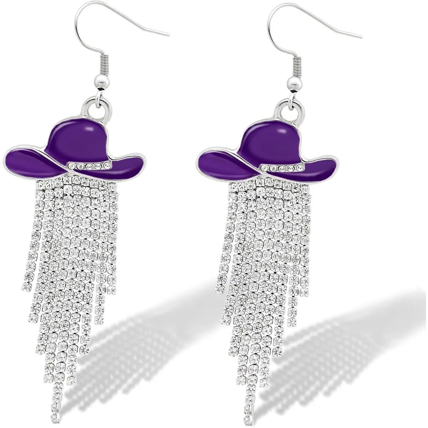 Western Cowgirl Dangle Earrings Enamel Hat Sparkly Rhinestone Tassel Pendant Prom Country Concerts Rodeo Cowboy Women Jewelry