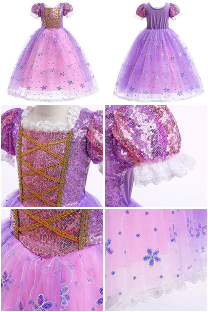 Robe de princesse pour filles, robe d'anniversaire à volants pour enfants, robe de Noël pour enfants,  spectacle, robes de cosplay fantaisie