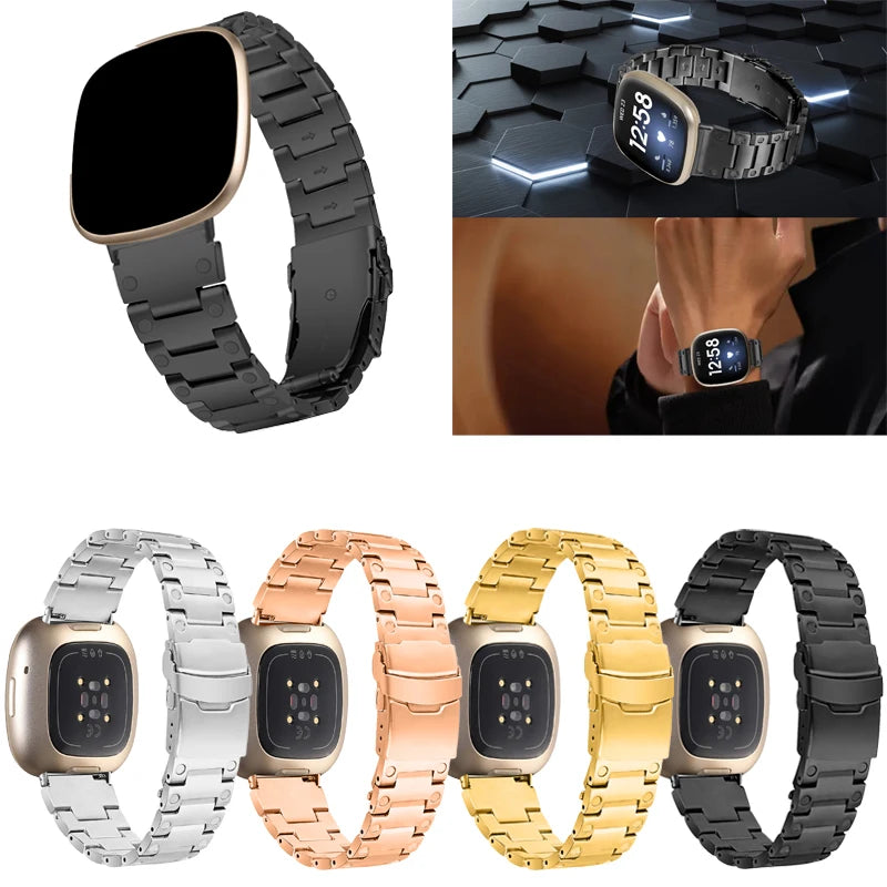 Stainless Steel Strap For Fitbit Versa 4 Sense 2 Watch Metal Wristband Loop For Fitbit Versa 3 Sense Replacement Bracelet Band