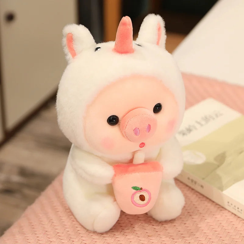 Kawaii Boba Pig Plush Toy Stuffed Animal Pig Cosplay Unciorn Frog Soft Doll Pillow Kids Toys Birthday  Gift