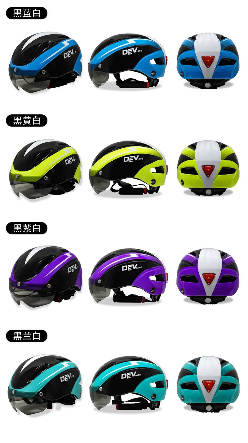 Casque de vélo avec lumière LED pour hommes et femmes, casque de vélo à lentille magnétique, route, montagne, équitation, sports de vélo, planche à roulettes, scooter