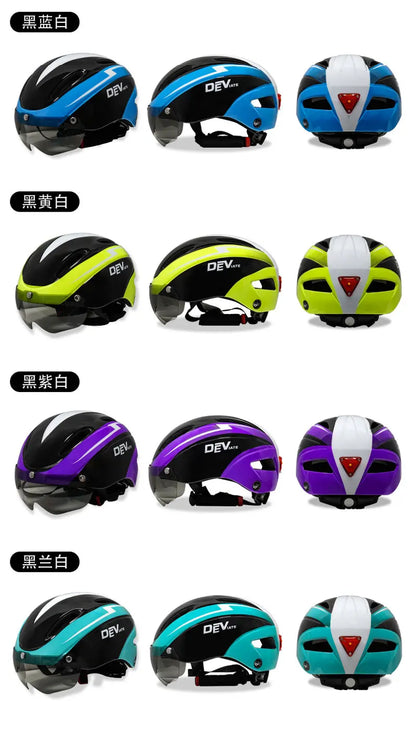 Casque de vélo avec lumière LED pour hommes et femmes, casque de vélo à lentille magnétique, route, montagne, équitation, sports de vélo, planche à roulettes, scooter