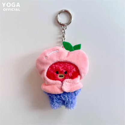 Anime BT21 Plush Pendant Cartoon Tata Koya Doll Keychain Cute Fruit Hood Series Key Chain Wholesale Girl Bag Pendant Gift