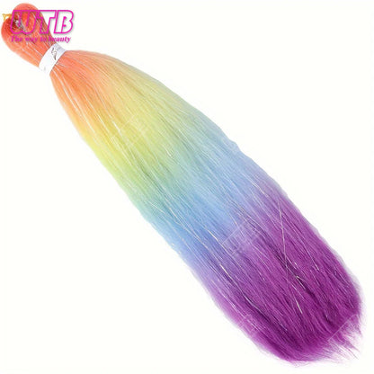 Postiche synthétique ombré arc-en-ciel de 66 cm, couleurs mélangées, long et lisse, tresses jumbo au crochet pour femmes