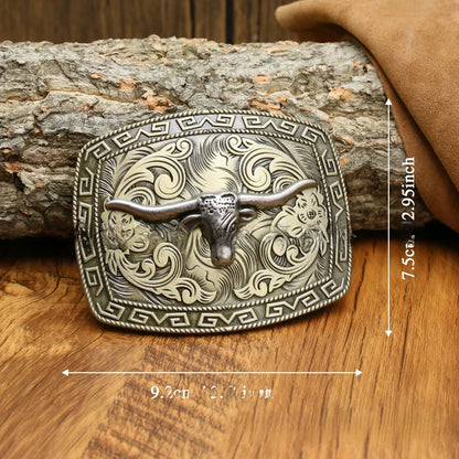 Ceinture ajustable en cuir style cowboy western, style punk, estampage en alliage, boucle de ceinture rétro américaine pour homme, accessoire de mode