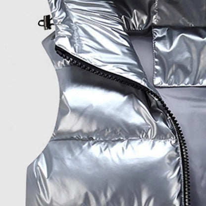 Gilet d'hiver chaud pour femme, poches de couleur vive, gilet rembourré en coton, couche intérieure matelassée, gilet de couleur vive pour femme, streetwear