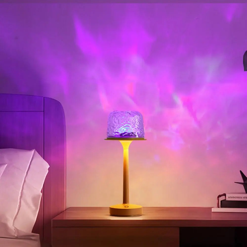 High Footed LED Atmosphere Desk Lamp Water Ripple Touch/Remote Control Projection Night Light Non-slip Bottom Romantic
