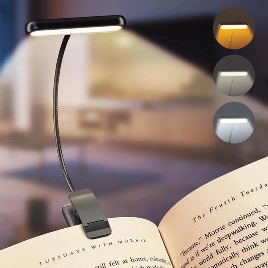 Lampe de lecture portable aste par USB, lumière du jour blanche chaude et froide, lampe de nuit flexible à clip facile, 14LED
