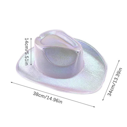 Lights Cowboy Cowgirl Hat with LED Light Up Cap Luminous Western Cowboy Hat Pearlescent Cowgirl Hat for Dancing Party Dress Up