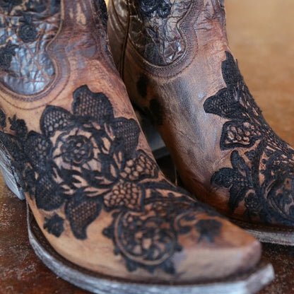 Western Style Women's Pointed Large Embroidered Rose High Heels Vintage Old Women's Boots High Barrel Western Boots