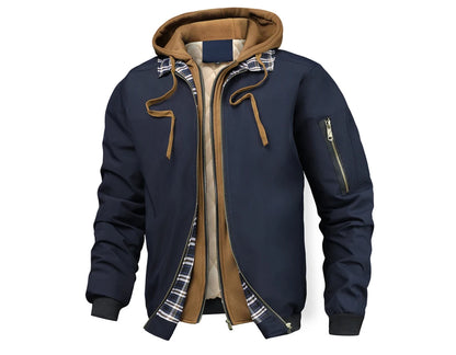 Veste bomber chaude pour homme, coupe-vent épais, à capuche, pour l'extérieur, la randonnée, le sport, thermique, fermeture éclair, collection automne-hiver