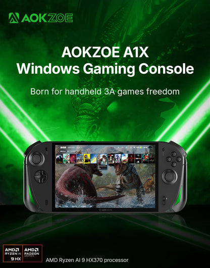 AOKZOE A1X AMD AI 9 HX 370 PC Game Console 8 Inch Native Landscape Screen Windows Handheld Laptops VRR 72.7Wh For Steam 3A Game