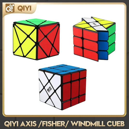 [CubeFun]QiYi Axis Cube Tiled / Fisher Cube Tiled / Windmill Cube Tiled Magic Cube Black Set Speed Cubes Puzzles Toys