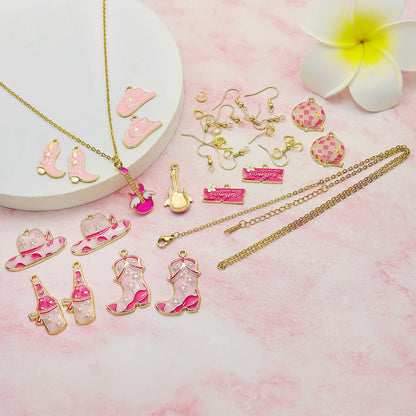 Pendentif Cowboy Western DIY Fabrication artisanale de bijoux pour boucles d'oreilles Bracelet Collier Émail Chapeau Cowgirl Bottes Breloques Accessoires