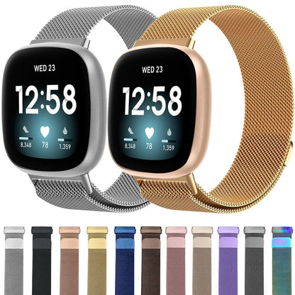 Metal Milanese Loop Strap For Fitbit Versa 4/Versa 3 Smartwatch Official Bracelet Wristband For Fitbit Sense 2-1 Magnetic Correa