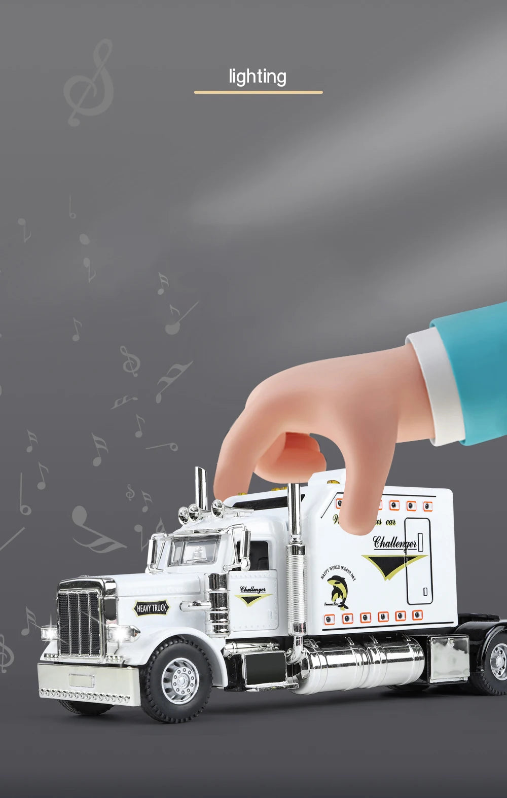 1/24 American Tractor Peterbilt 389 Alloy Simulation Diecast Model Car Collection Christmas Gifts Sound & Light Toys For Kids