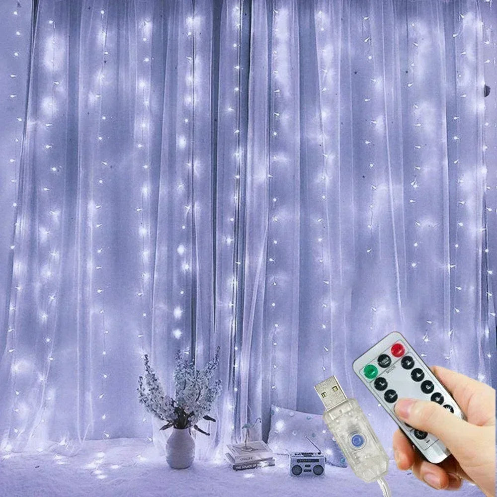 USB LED rideau chaîne lumières avec télécommande chambre vacances mariage anniversaire noël décor LED fée guirlande lampe