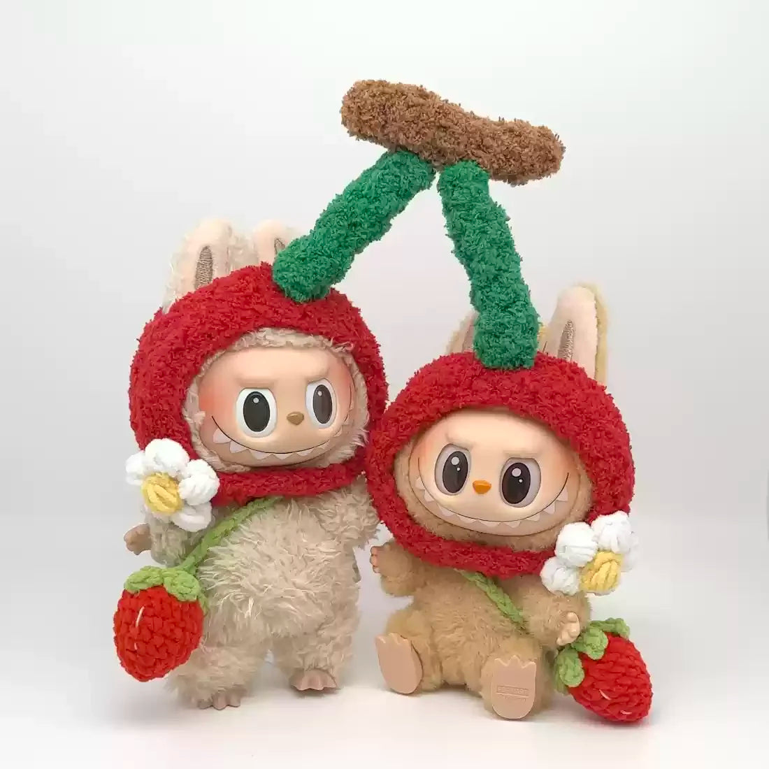 Labubu doll pendant, rubber doll clothes, rabubu v2v1 sitting party head cover hat heartbeat macaron 17cm 15CM