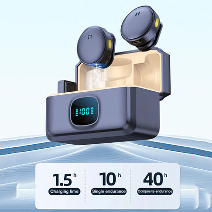 Microphone Lavalier 2.4GHz, sans fil, à aspiration magnétique, avec étui de chargement, pour enregistrement vidéo, Plug and Play