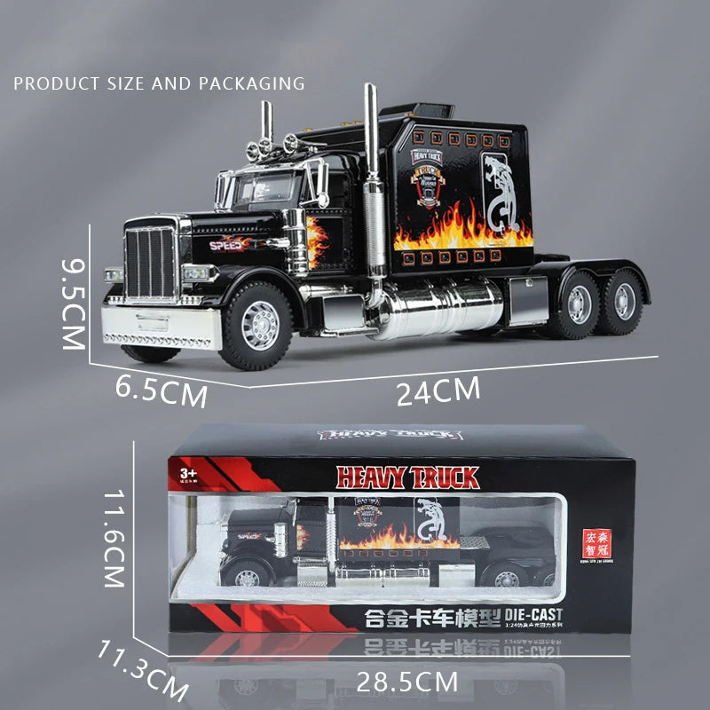 1/24 American Tractor Peterbilt 389 Alloy Simulation Diecast Model Car Collection Christmas Gifts Sound & Light Toys For Kids