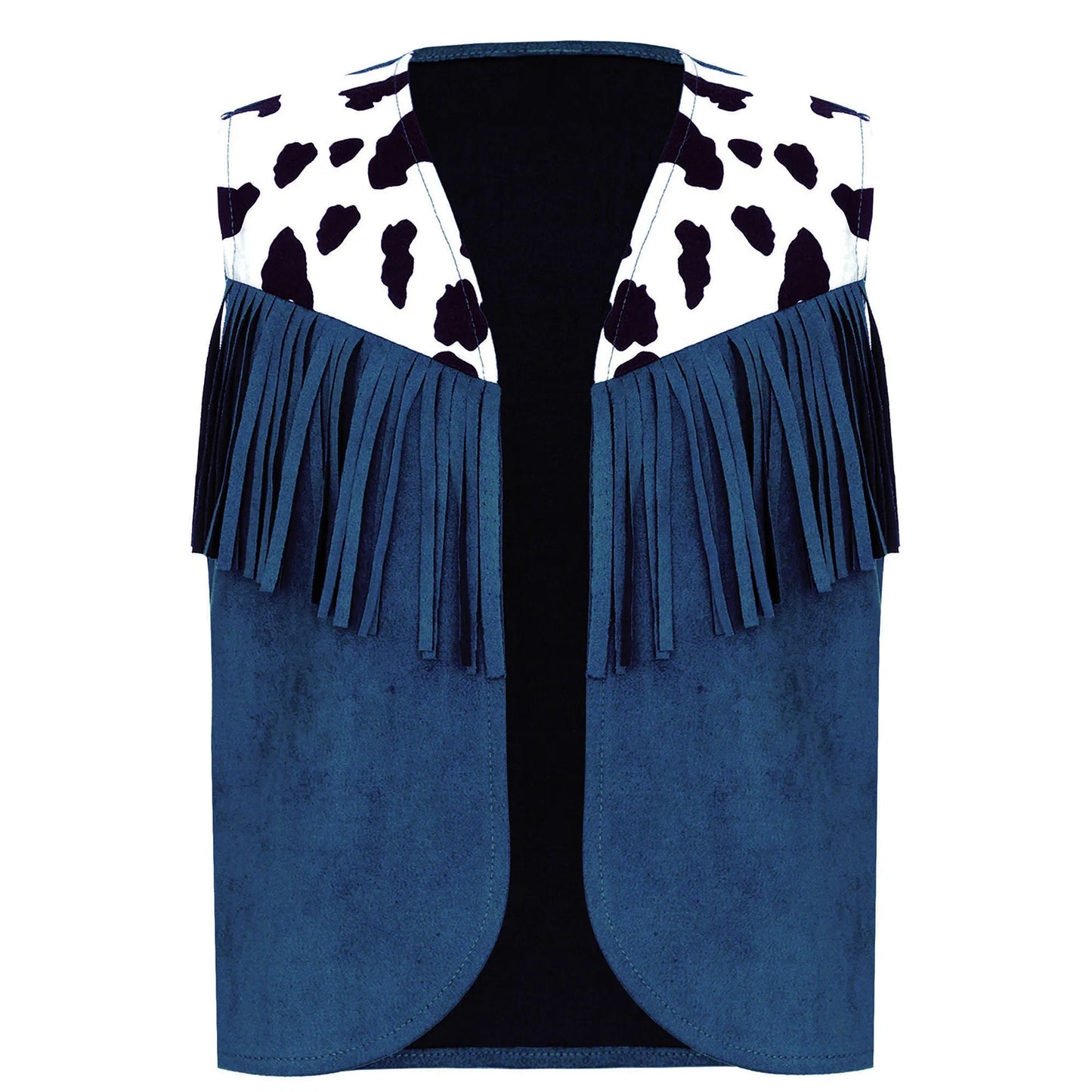 Kids Child Halloween Western Cowboy Cowgirl Cosplay Costume Cow Print Tassels Vest and Flared Pants Set Carnival Party Dress Up