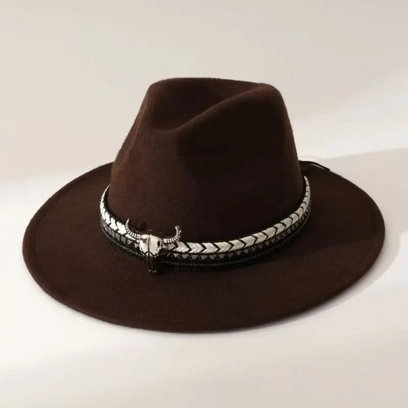 Chapeau de cowboy de style occidental, chapeau à bords roulés de style ethnique, chapeau de soleil, chapeau de jazz, chapeau de voyage en plein air, chapeau de cowboy à imprimé vache