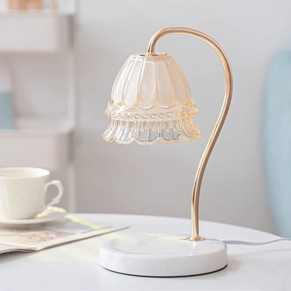 Lampe de bureau à bougie d'aromathérapie avec diffuseur d'arômes en marbre, minuterie d'éclairage à heure fixe, éclairage d'ambiance d'aromathérapie