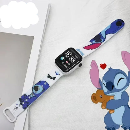 Nouvelle montre électronique LED pour étudiant imprimée en couleur de dessin animé Stitchou, jolie montre électronique à bouton carré Y1 imprimée à la mode