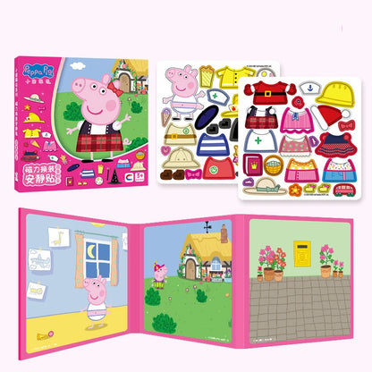 New Peppa Pig Page Dress up Magnetic Stickers Puzzle Magnetic DIY Dress up Stickers Pull up Toys Children's Christmas Gifts