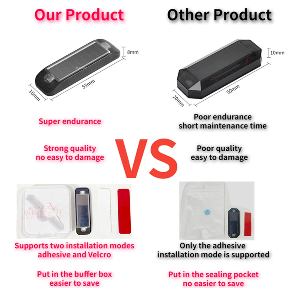 Mini LED énergie solaire voiture voyant d'avertissement nuit sécurité simulée alarme sans fil antivol lampe d'avertissement clignotant lampe d'alarme factice