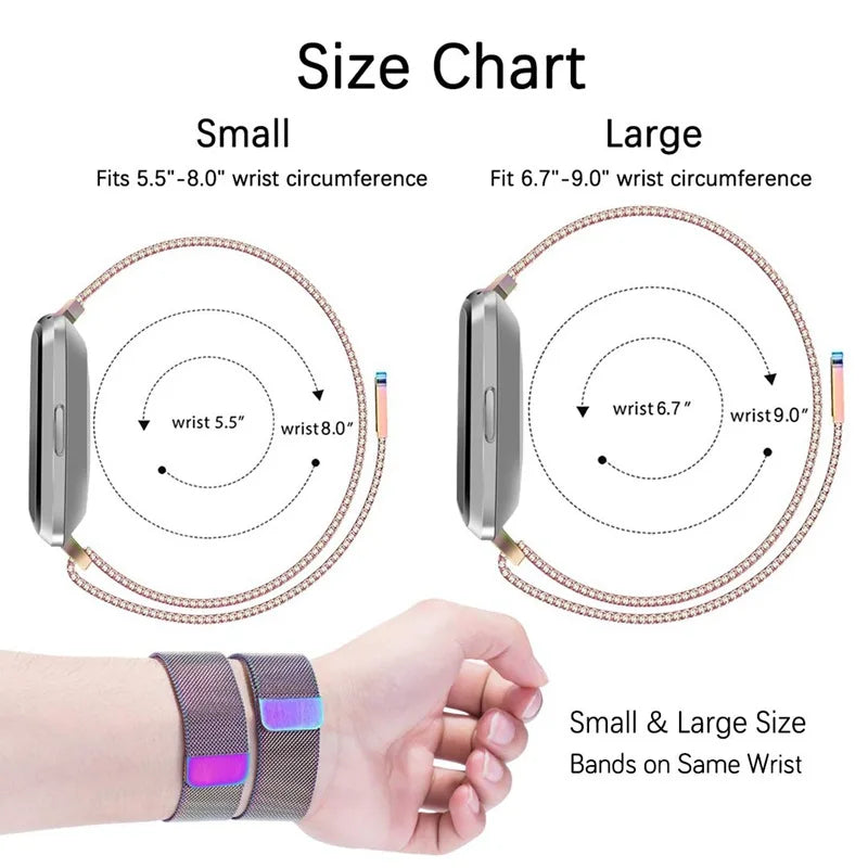 Metal Loop Strap For Fitbit Versa 2 Lite Sense Band Wrist  Replacement Magnetic Bracelet For fit bit versa 3 4 blaze Watchband