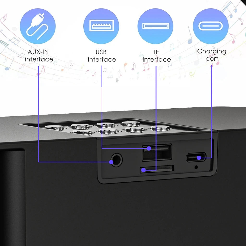 #LED Powerful Wireless Portable Dual Microphones Bluetooth 5.3 Speaker Hifi Stereo Family Party Karaoke Subwoofer Boombox gifts