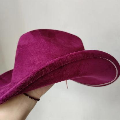 Classic Suede Leather 7.5CM Western Cowboy Women's Fedora Hat Men's Church Jazz Hat Fashion Travel Party Hat Denim Hat 2025
