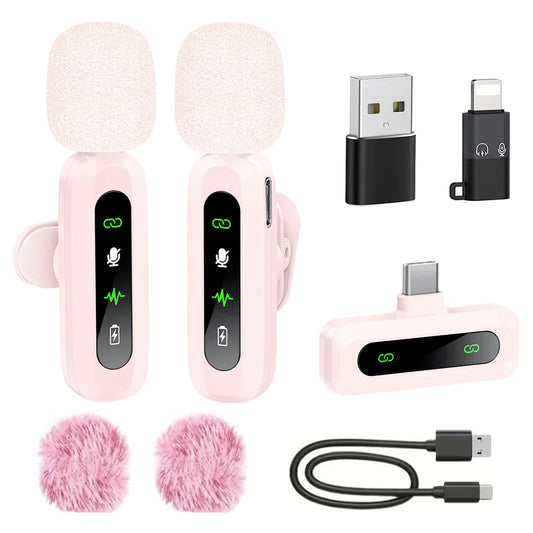 Microphone Lavalier sans fil pour iPhone Android PC enregistrement Audio vidéo suppression du bruit micros à clipser pour Tiktok en direct YouTube