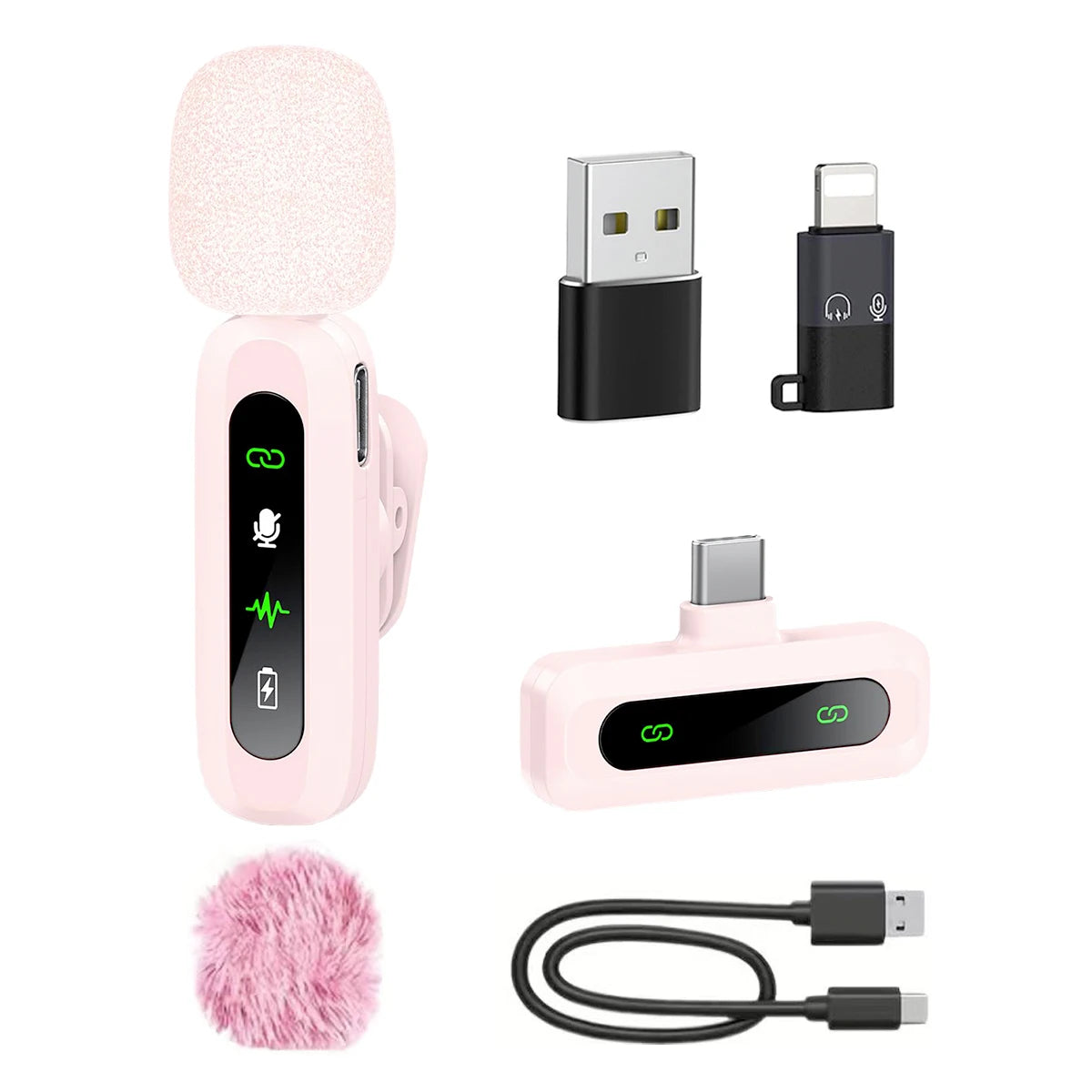 Microphone Lavalier sans fil pour iPhone Android PC enregistrement Audio vidéo suppression du bruit micros à clipser pour Tiktok en direct YouTube