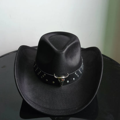 Faux Leather Western Cowboy Hats Men Women retro cowboy hats big brim cowgirl hat knight hat men chapeau ковбойская